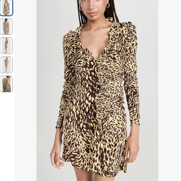 A.L.C. Marcie SILK Mini Dress NWT Golden Haze Chocolate Brown Leopard Brand New - Picture 14 of 14